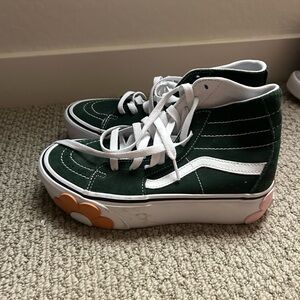 Vans Green and White High-Top Sneakers